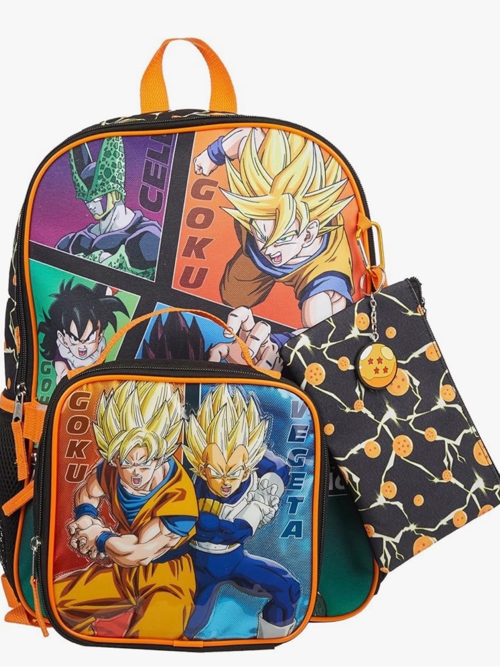 Kids Dragon Ball Z Orange Goku & Vegeta Backpack with Pouch